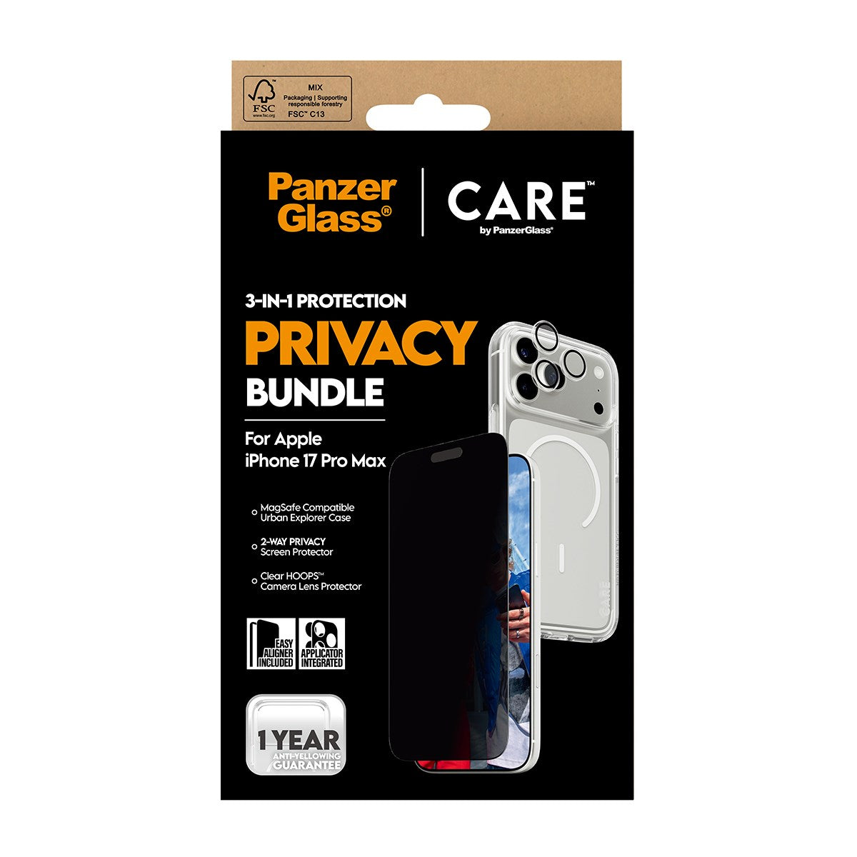 PanzerGlass® | CARE by PanzerGlass® Urban Combat 3-in-1 Privacy Bundle iPhone 17 Pro Max